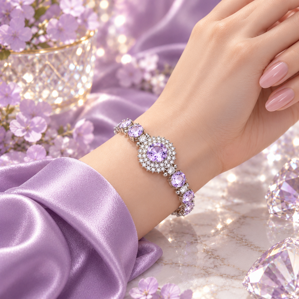 Lavender Halo Medallion Bracelet