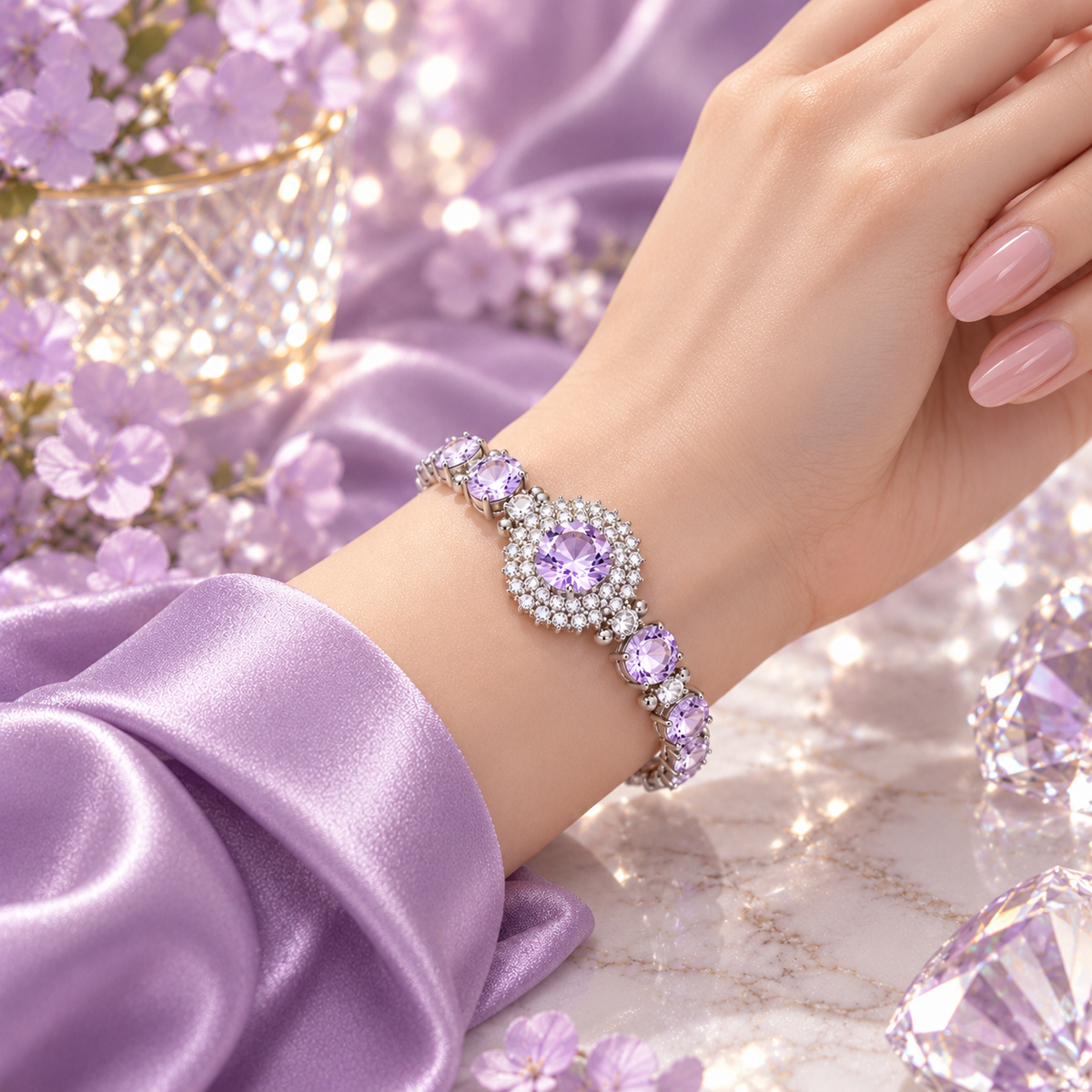 Lavender Halo Medallion Bracelet