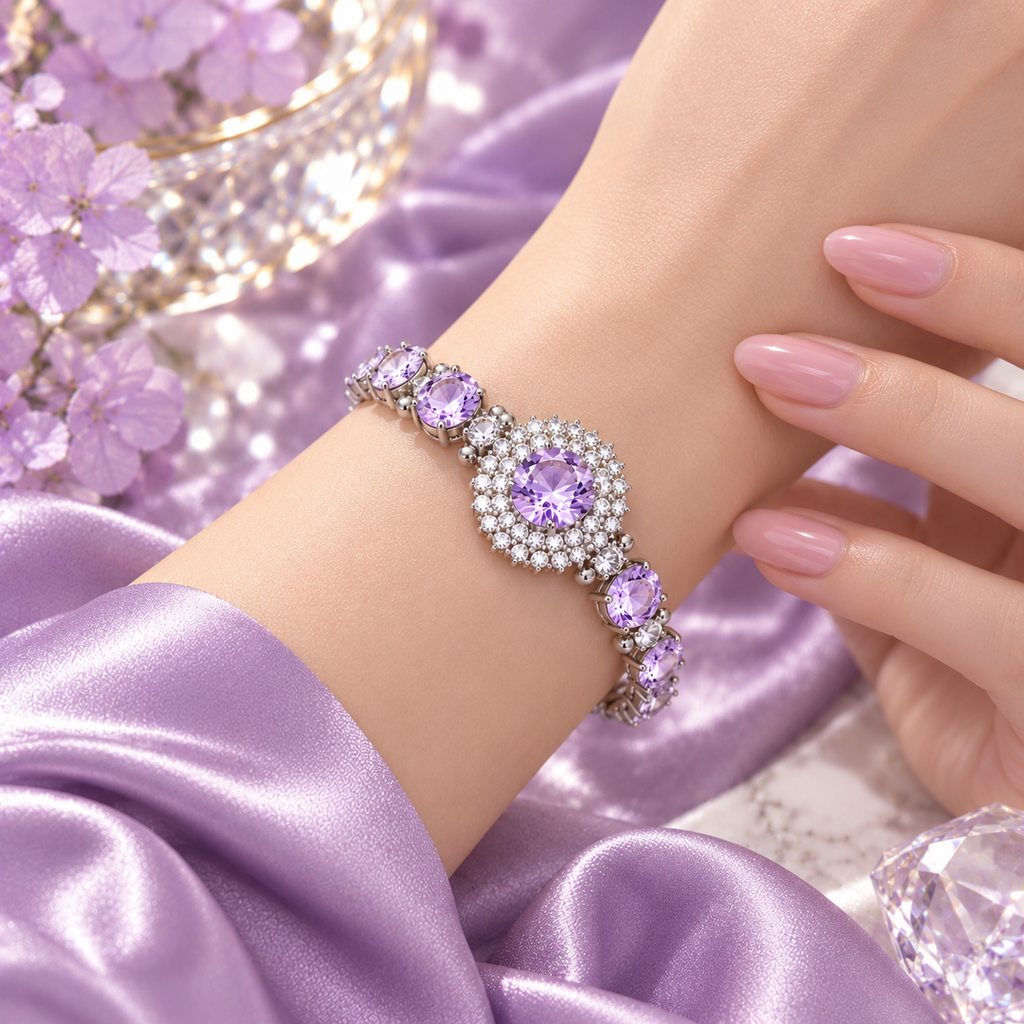 Lavender Halo Medallion Bracelet