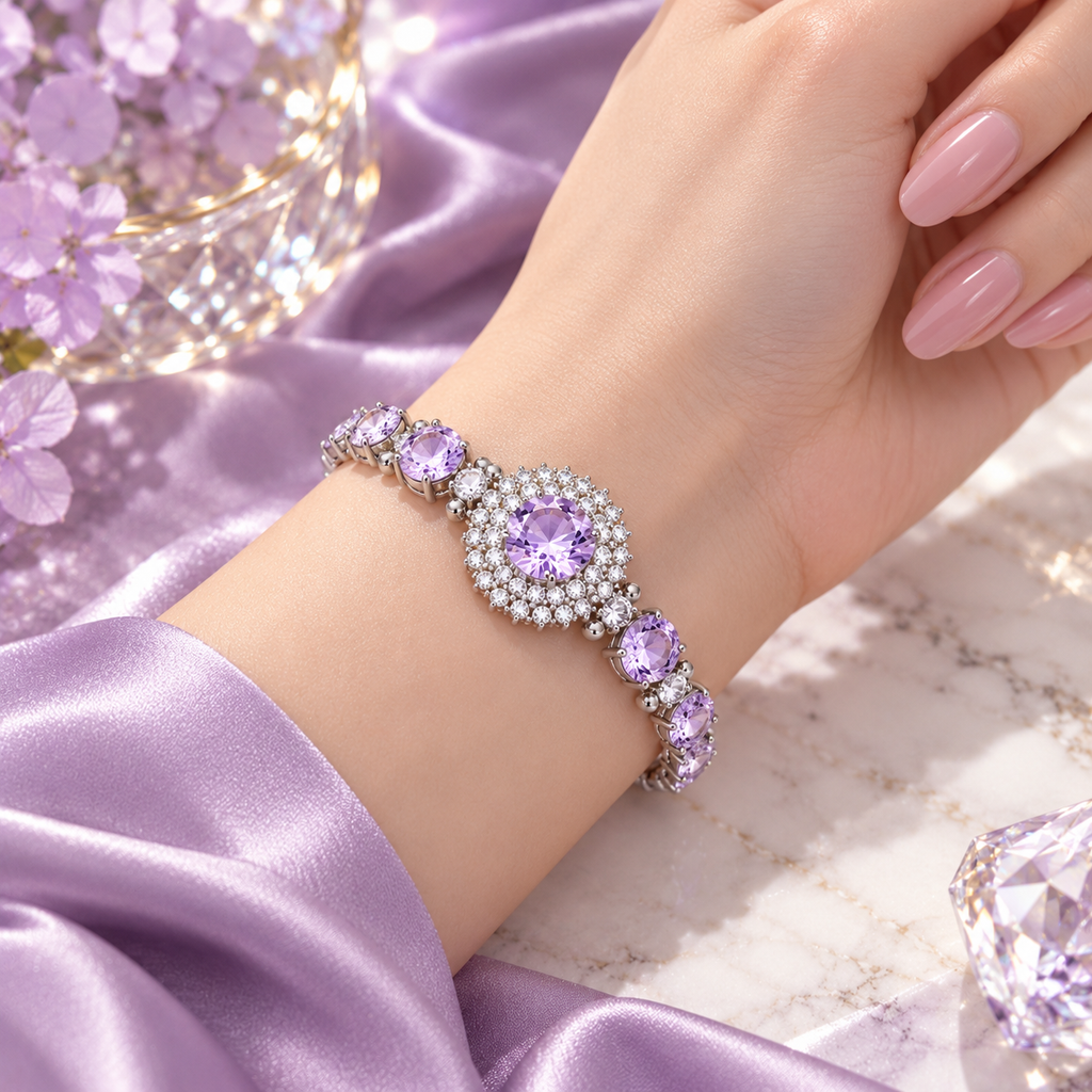 Lavender Halo Medallion Bracelet