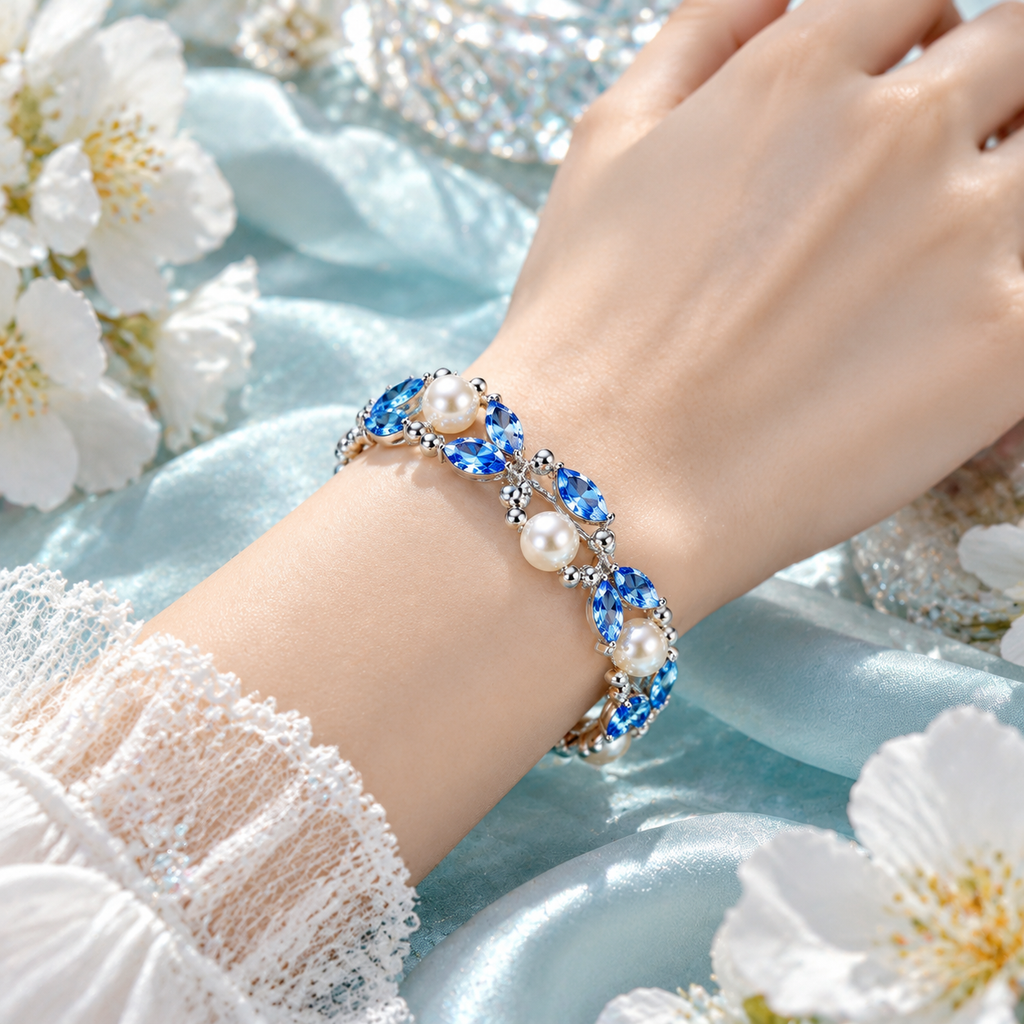 Azure Tide Pearl Link Bracelet