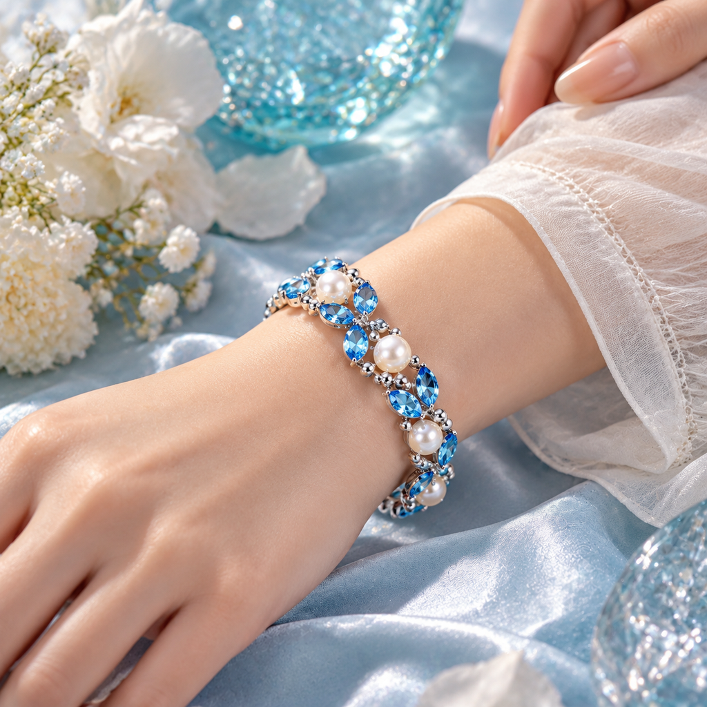 Azure Tide Pearl Link Bracelet
