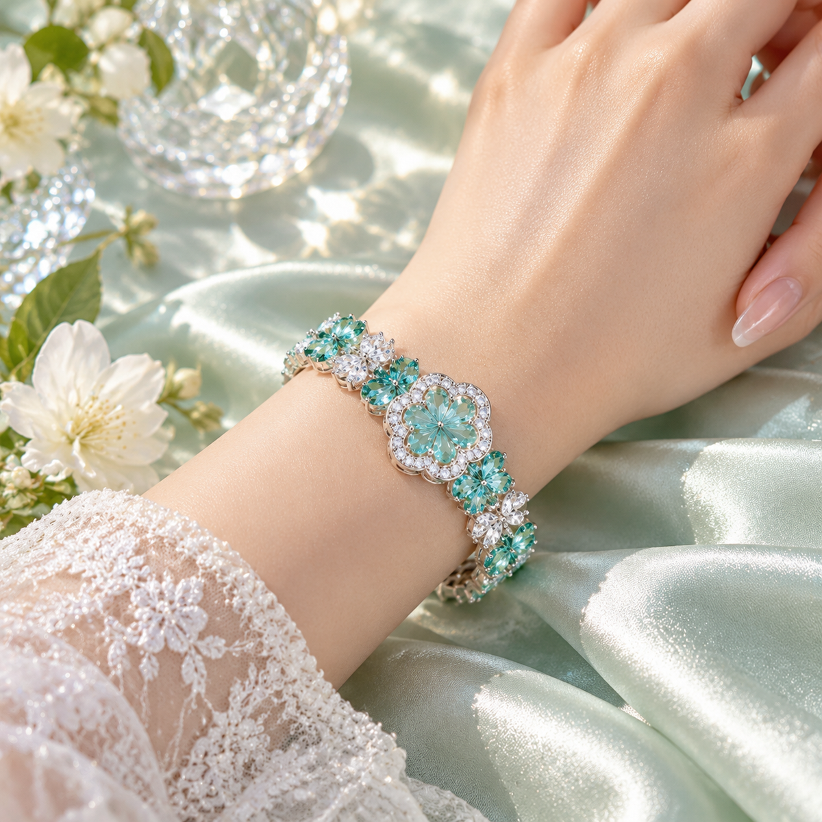Sea Glass Clover Bracelet