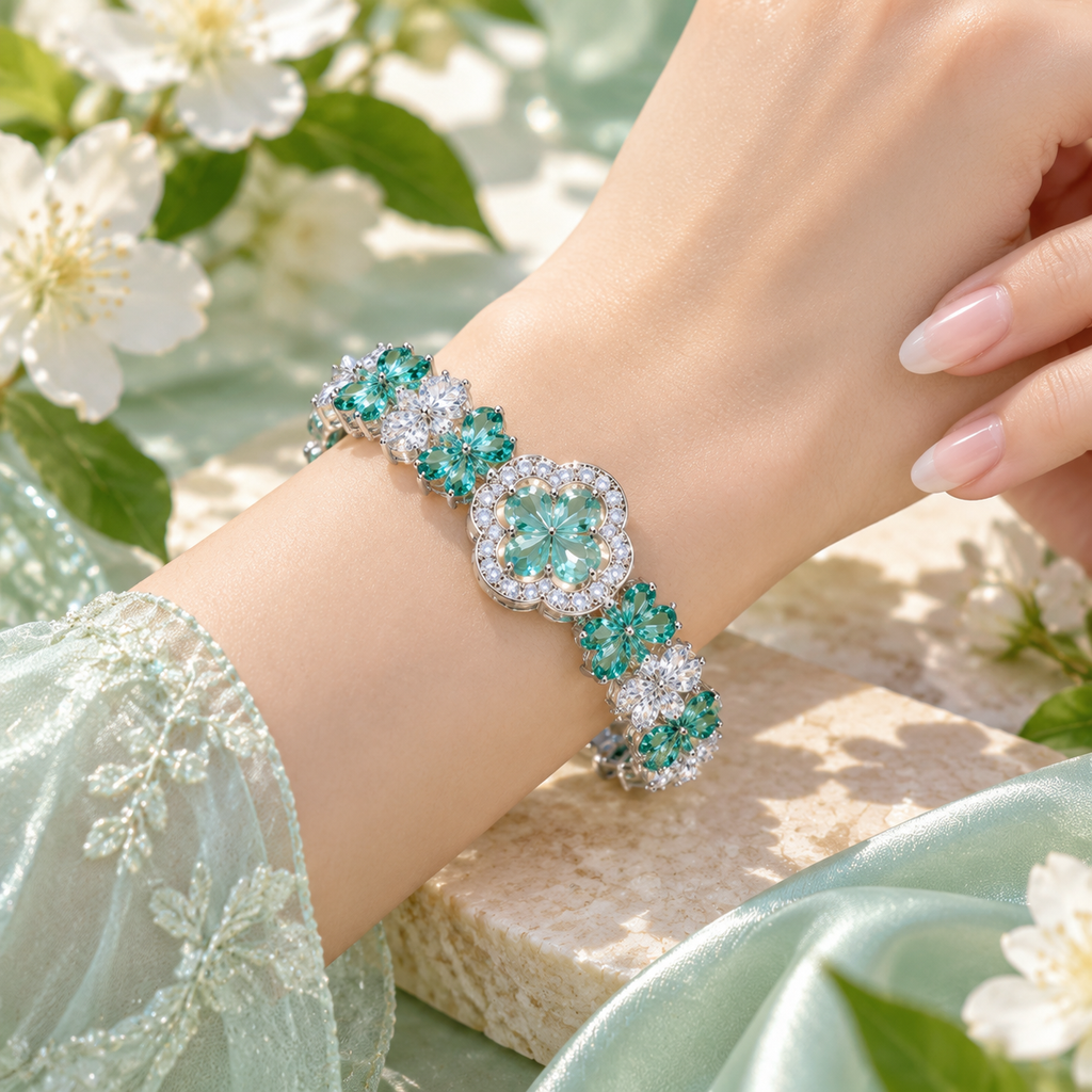 Sea Glass Clover Bracelet