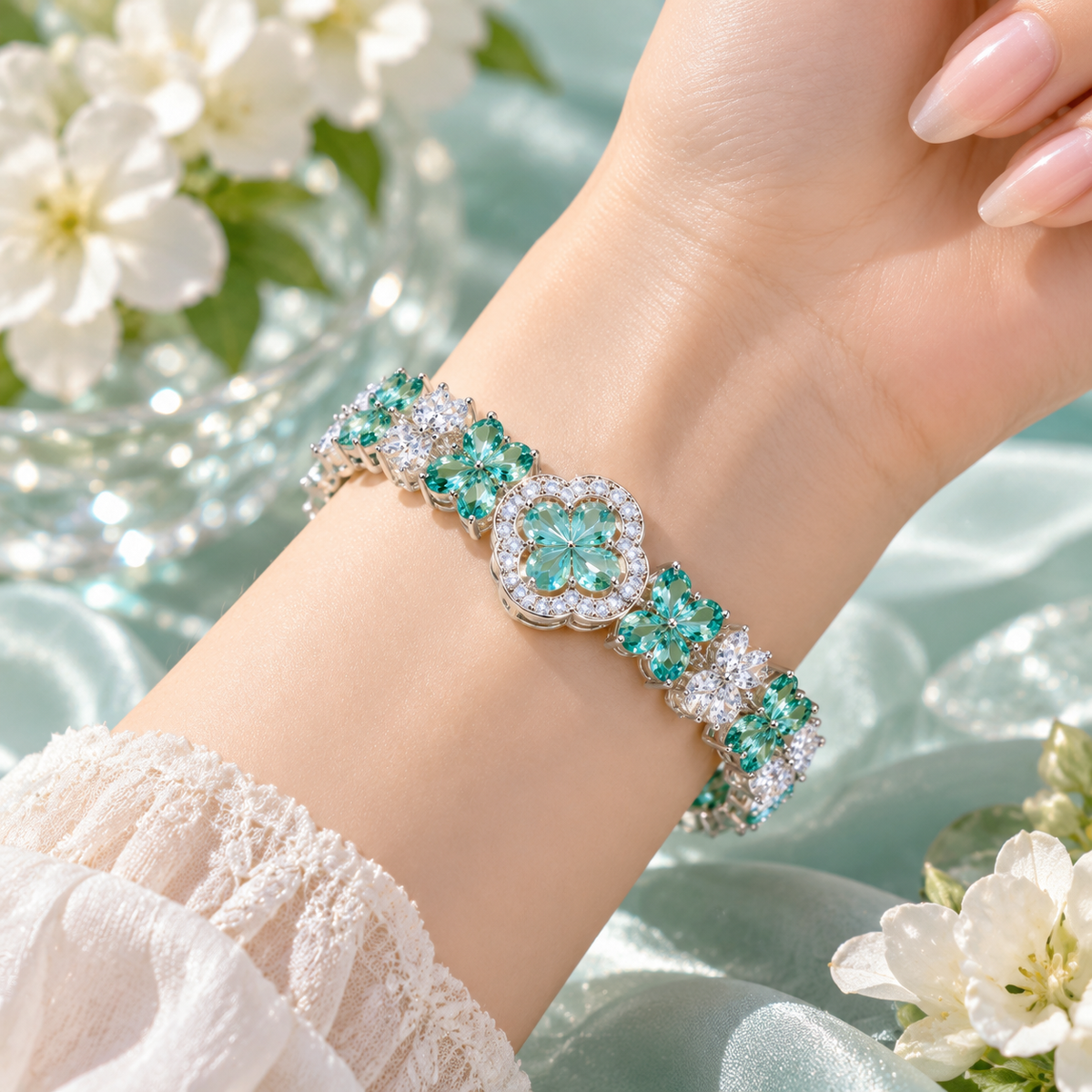 Sea Glass Clover Bracelet